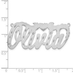 SS/Rhodium-plated Satin Diamond-cut Heart Name Plate