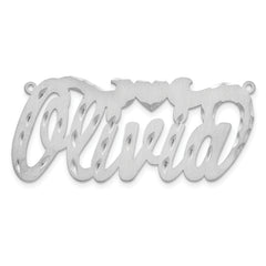 SS/Rhodium-plated Satin Diamond-cut Heart Name Plate