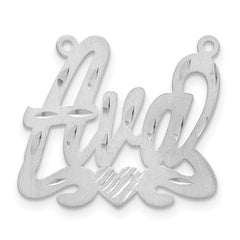 Sterling Silver/Rhodium-plated Satin Diamond-cut Heart Name Plate