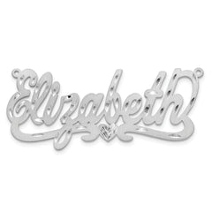 Sterling Silver/Rhodium-plated Satin Diamond-cut Heart Name Plate