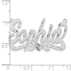 10k White Gold Satin Diamond-cut Heart Name Plate