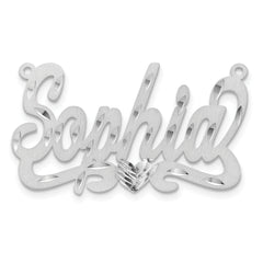 Sterling Silver/Rhodium-plated Satin Diamond-cut Heart Name Plate
