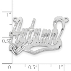 14k White Gold Satin Diamond-cut Heart Name Plate