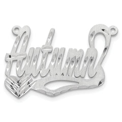 14k White Gold Satin Diamond-cut Heart Name Plate
