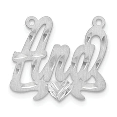 10k White Gold Satin Diamond-cut Heart Name Plate