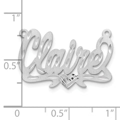 Sterling Silver/Rhodium-plated Satin Diamond-cut Heart Name Plate