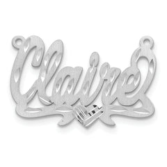 10k White Gold Satin Diamond-cut Heart Name Plate