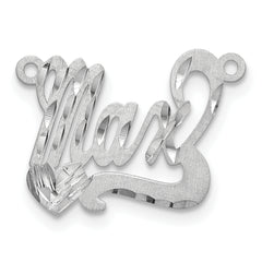14k White Gold Satin Diamond-cut Heart Name Plate