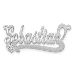 10k White Gold Satin Diamond-cut Heart Name Plate
