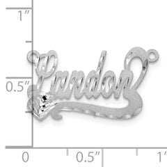 Sterling Silver/Rhodium-plated Satin Diamond-cut Heart Name Plate