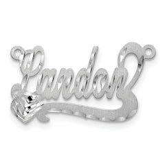 10k White Gold Satin Diamond-cut Heart Name Plate