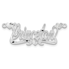 10k White Gold Satin Diamond-cut Hearts Name Plate