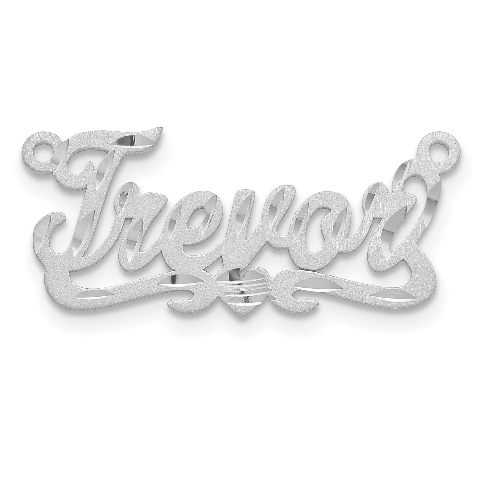 10k White Gold Satin Diamond-cut Heart Name Plate