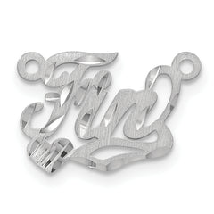 Sterling Silver/Rhod-plated Satin Diamond-cut Heart Name Plate