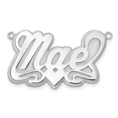 Sterling Silver/Rhodium-plated 3D Polished Heart Name Plate