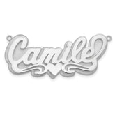 14k White Gold 3D Polished Heart Name Plate