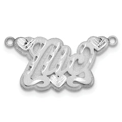 14k White Gold 3D Satin Diamond-cut Hearts Name Plate