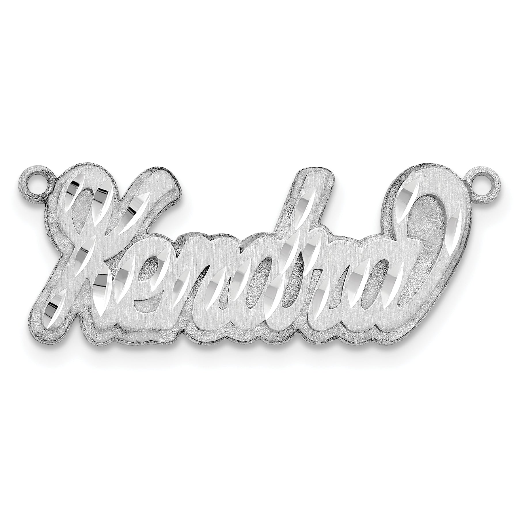 10k White Gold 3D Satin Diamond-cut Name Plate