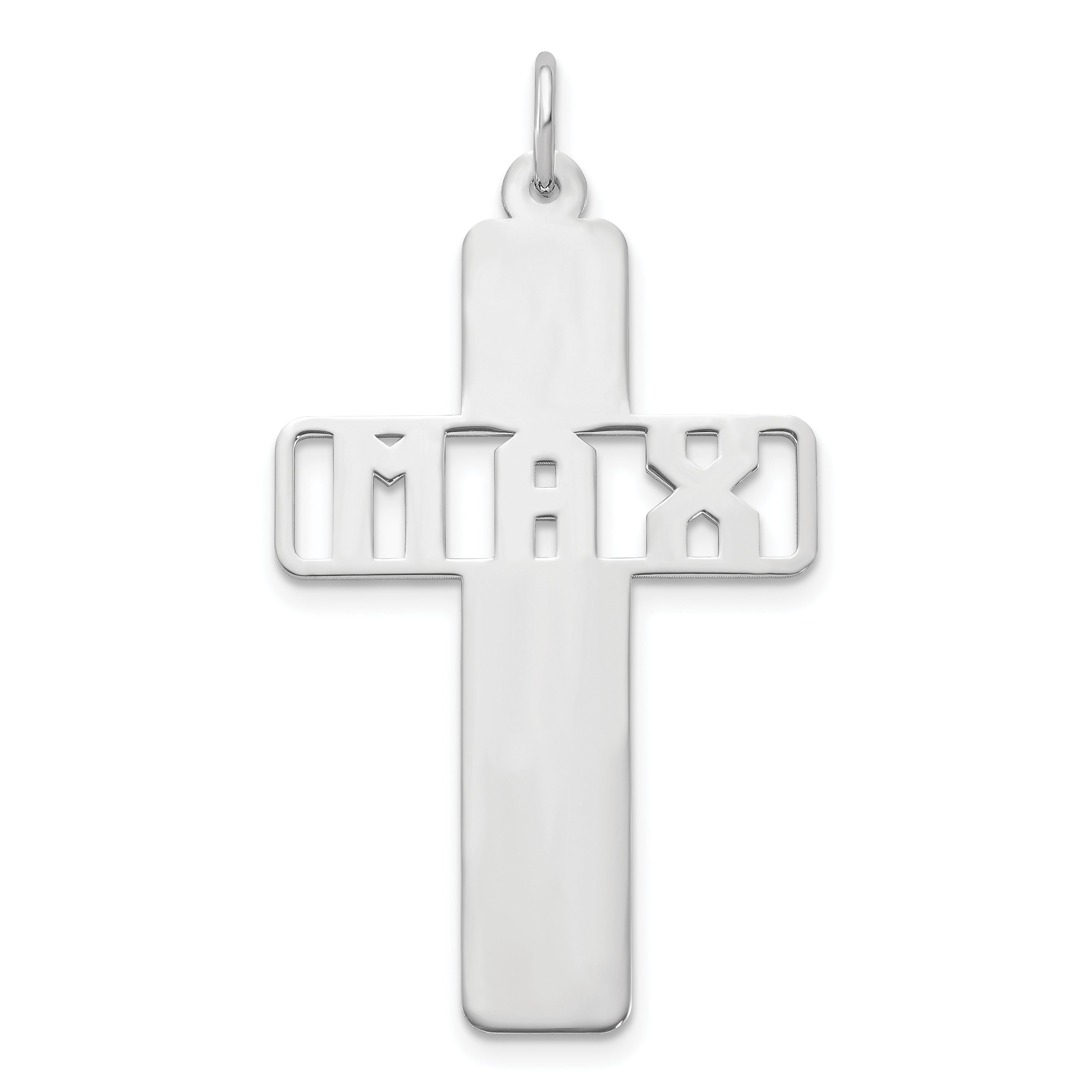 10k White Gold Cross with Cut-out Name Charm