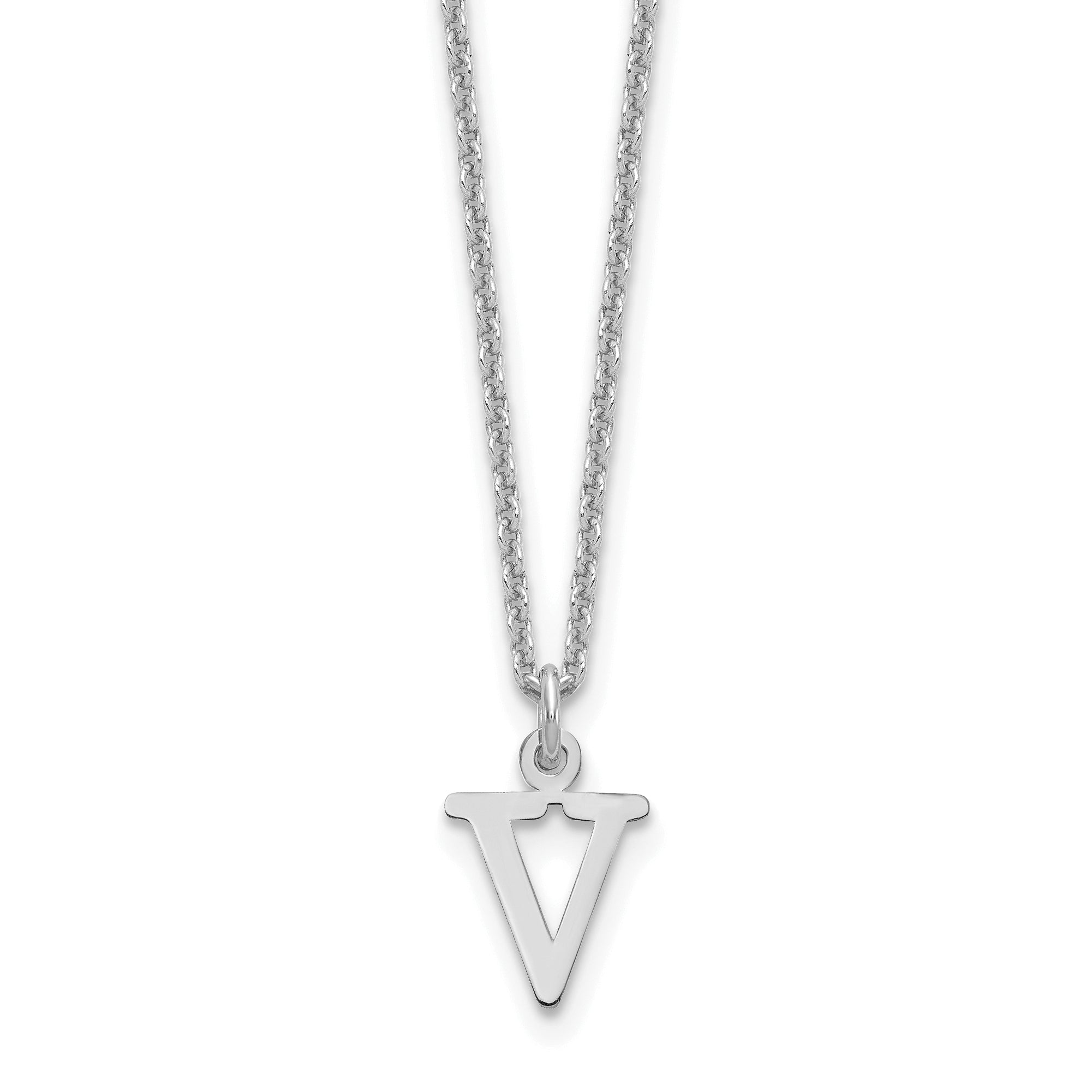 10KW Cutout Letter V Initial Necklace