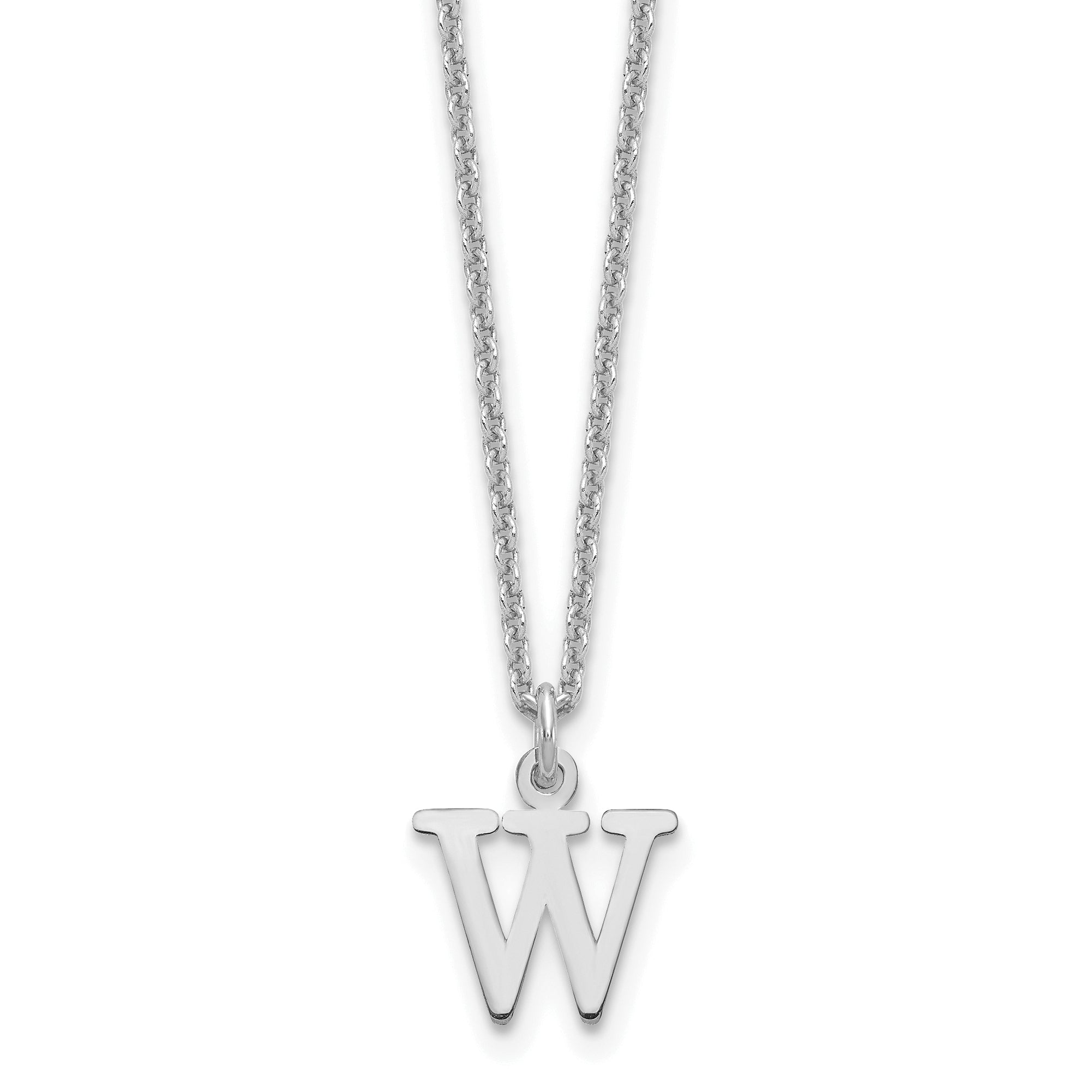 10KW Cutout Letter W Initial Necklace