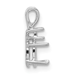 14k White Gold Diamond and 6x4mm Oval Pendant Mounting (No Stone Included)