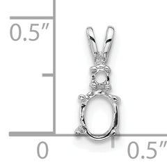 14k White Gold Diamond and 6x4mm Oval Pendant Mounting (No Stone Included)