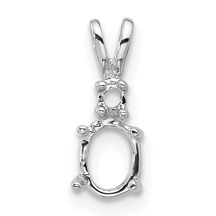 14k White Gold Diamond and 6x4mm Oval Pendant Mounting (No Stone Included)