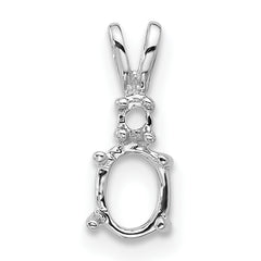 14k White Gold Diamond and 6x4mm Oval Pendant Mounting (No Stone Included)