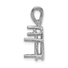 14k White Gold Diamond and 7x5mm Oval Stone Pendant Mounting (No Stone Included)