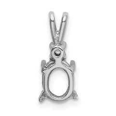 14k White Gold Diamond and 7x5mm Oval Stone Pendant Mounting (No Stone Included)