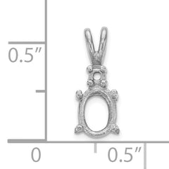 14k White Gold Diamond and 7x5mm Oval Stone Pendant Mounting (No Stone Included)