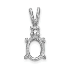 14k White Gold Diamond and 7x5mm Oval Stone Pendant Mounting (No Stone Included)