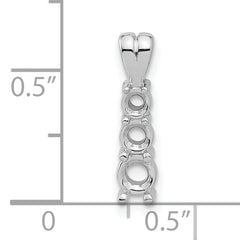 14k White Gold Holds 4.0/3.4/3.0mm Three-stone Pendant Mounting (No Stone Included)