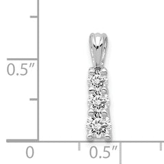 14k White Gold Complete 1/2 carat Three-stone AA Diamond Pendant