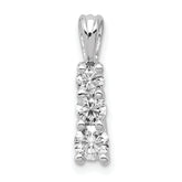 14k White Gold Complete 1/2 carat Three-stone AA Diamond Pendant