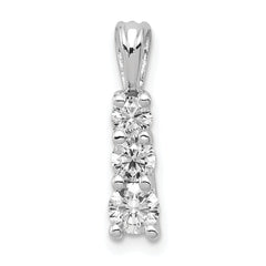 14k White Gold Complete 1/2 carat Three-stone AA Diamond Pendant