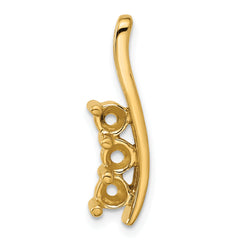 14k Holds 3-4.3mm Three-Stone Curved Bar Chain Slide Mounting (No Stone Included)