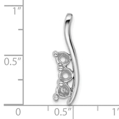 14k White Gold Holds 3-4.3mm Three-Stone Curved Bar Chain Slide Mounting (No Stone Included)