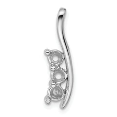 14k White Gold Holds 3-4.3mm Three-Stone Curved Bar Chain Slide Mounting (No Stone Included)
