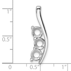 14k White Gold Holds 3-5.0mm Three-Stone Curved Bar Chain Slide Mounting (No Stone Included)