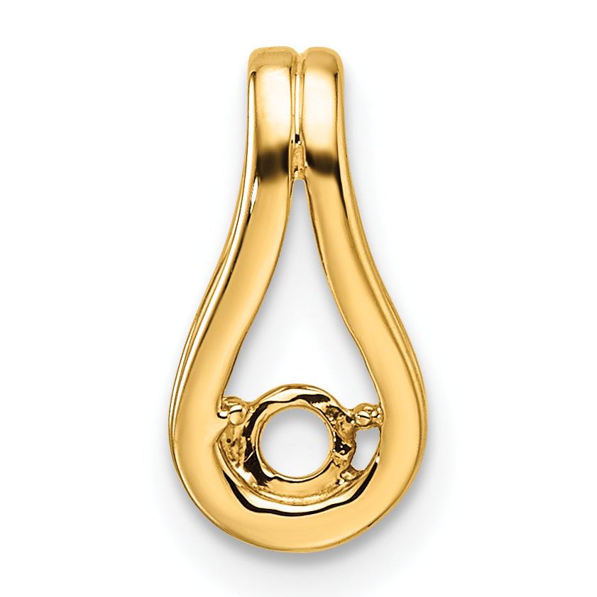 14k Holds 2.8mm Stone Teardrop-Shape Slide Mounting (No Stone Included) Fits up to 2mm Regular/6mm Fancy or Reversible Omega