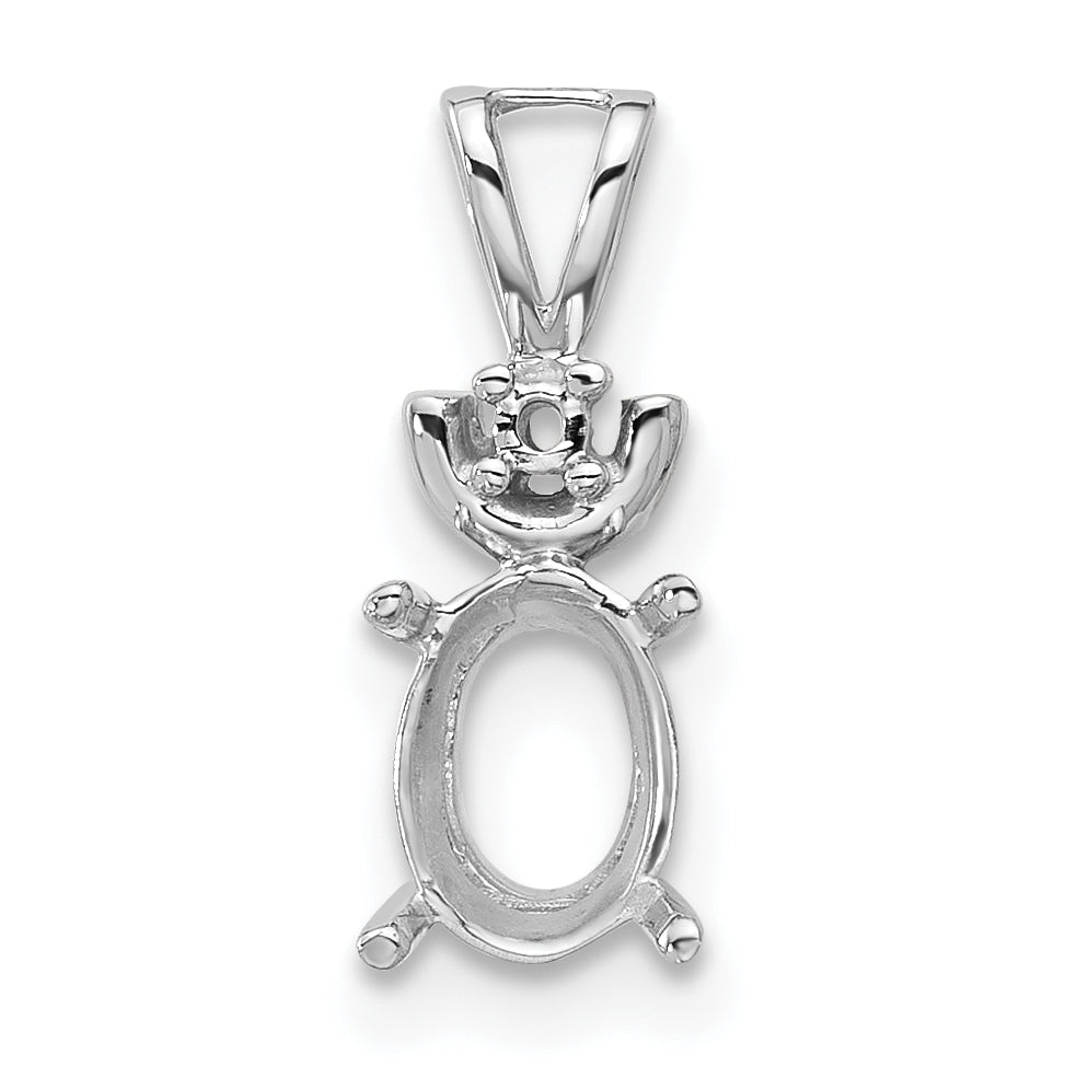 14k White Gold 8x6mm Oval Gemstone Pendant Mounting (No Stone Included)