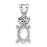 14k White Gold 8x6mm Oval Gemstone Pendant Mounting (No Stone Included)