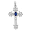 14k White Gold 5x3mm Sapphire Cross Sterling Silver Pendant