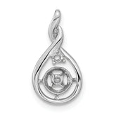 14k White Gold Holds 7-8mm Pearl and 2mm Diamond Pendant Mounting (No Stone Included)