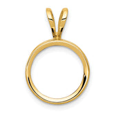 14k 8mm Round Stone Bezel Pendant Mounting (No Stone Included)