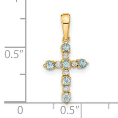 14k Aquamarine and Diamond Cross Pendant