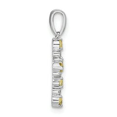 14k White Gold Peridot and Diamond Cross Pendant