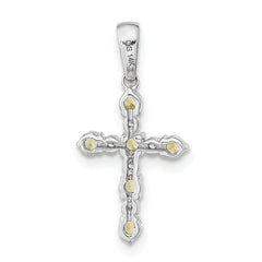 14k White Gold Peridot and Diamond Cross Pendant